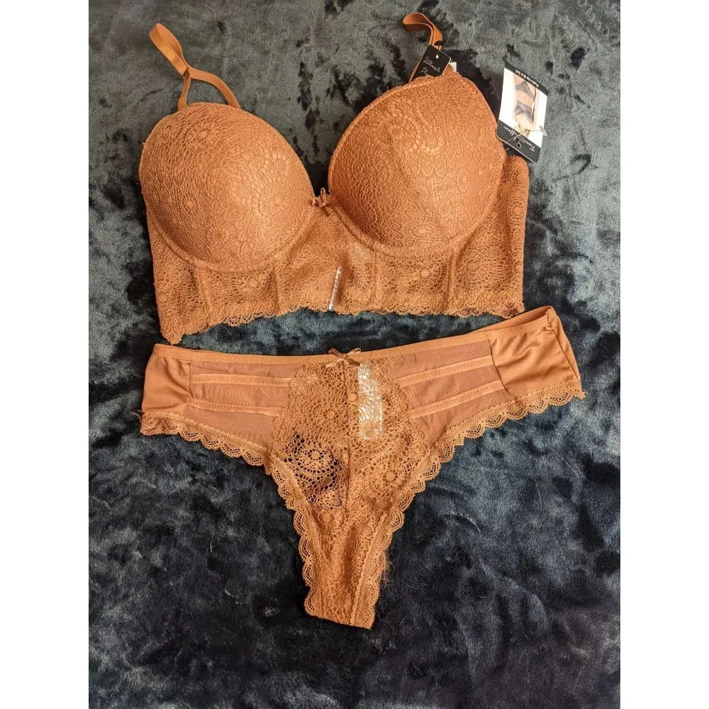 FRENCH AFFAIR BROWN PUSH UP BRA SET - Picture 10 of 10